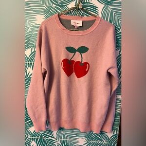 Pink Rose sweater with cherrys NWT SZ L crew neck